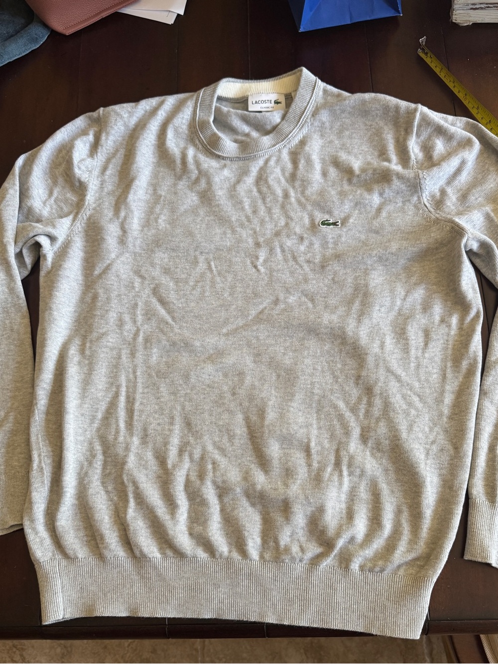 Lacoste Men's Heather Light Gray Crewneck Sweater